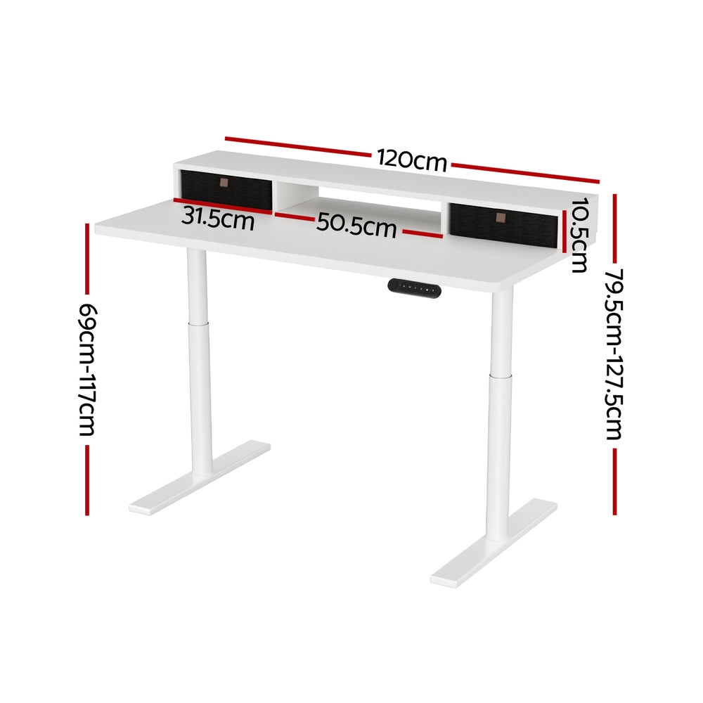 Artiss 120cm Electric Standing Desk with Storage