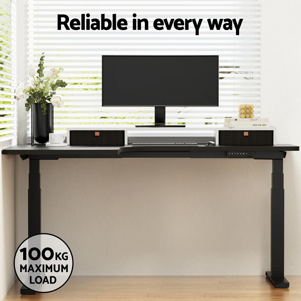 Artiss 160cm L-Shape Motorized Standing Desk - Black