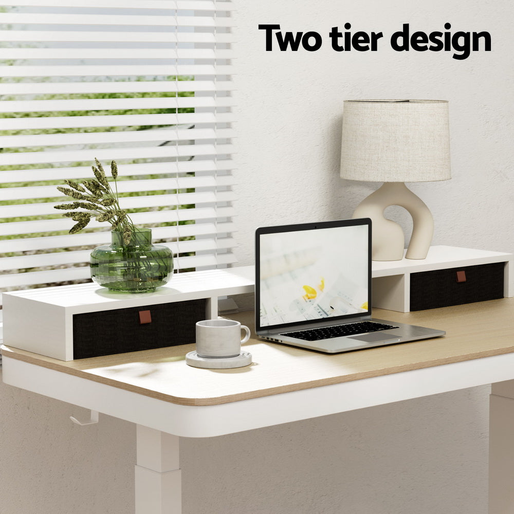 Artiss Standing Desk Storage Shelf with Removable Drawer – 120cm