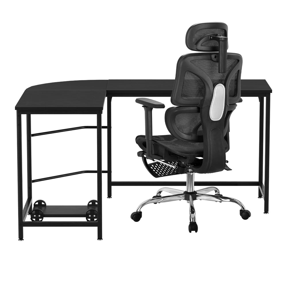 Artiss L-Shape Computer Desk & Ergonomic Mesh Office Chair Set