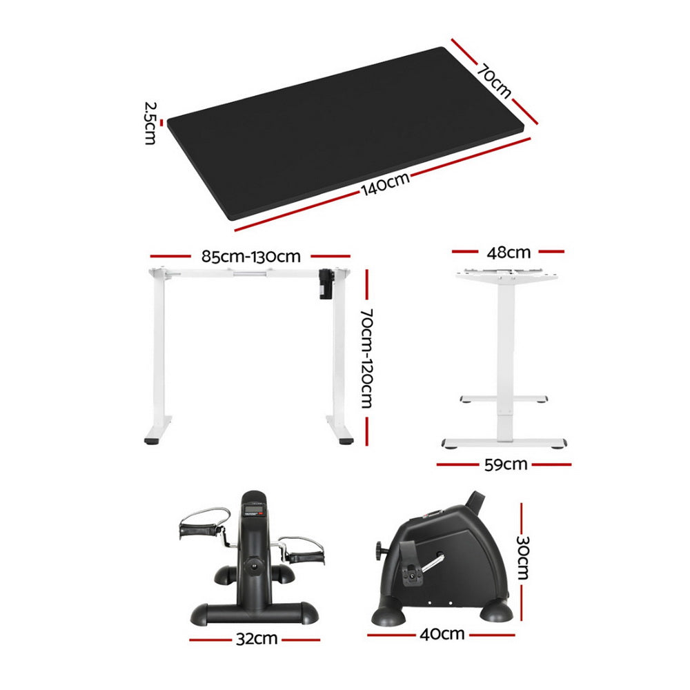 Artiss 140cm Electric Standing Desk with Pedal Exercise Bike
