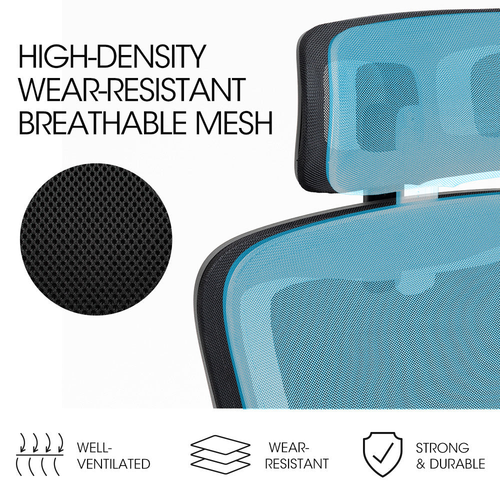 FORTIA Ergonomic Office Chair – Mesh Fabric, Retractable Armrests, Black