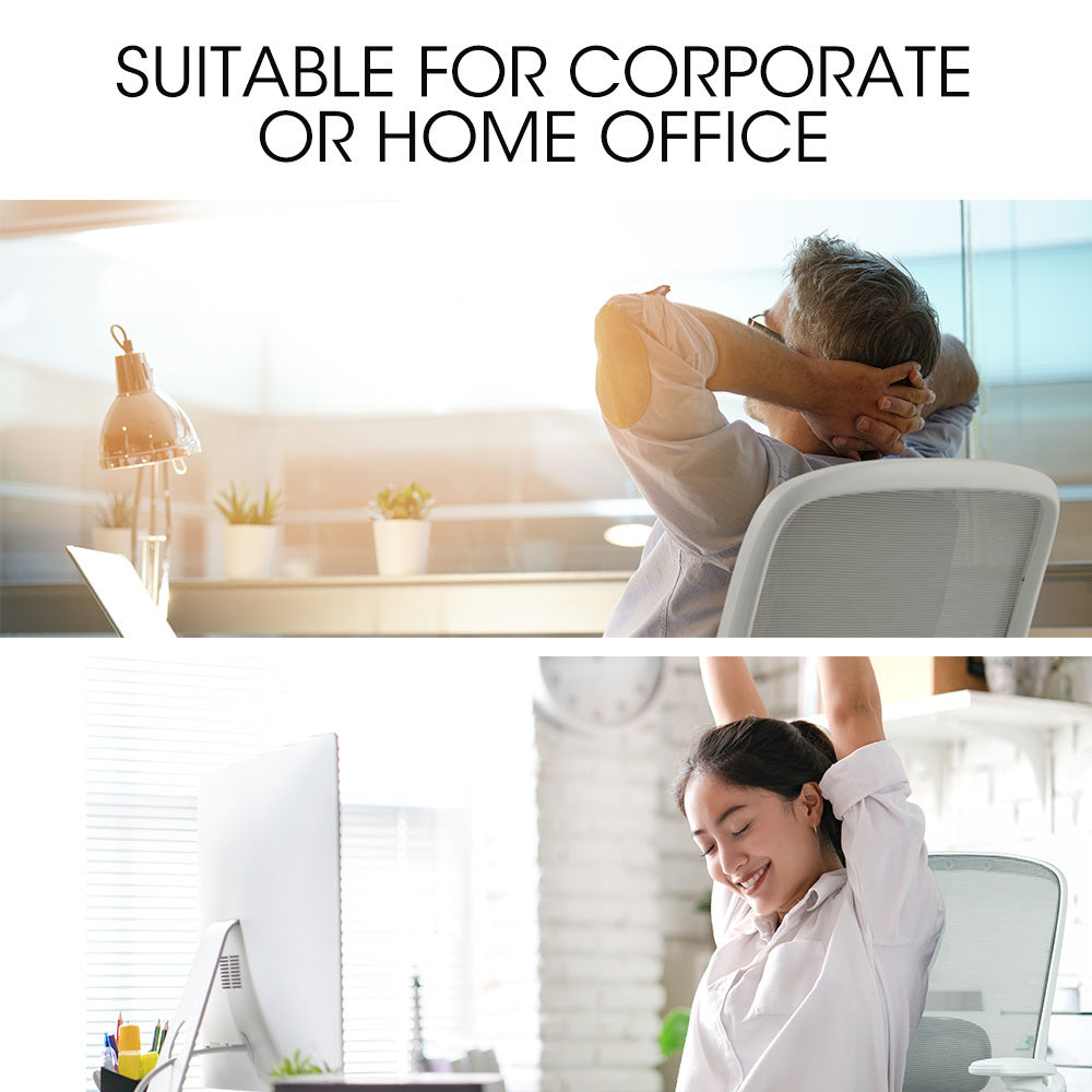 Fortia Ergonomic Desk Chair – Coolmesh Fabric, Grey/White, Adjustable Recline