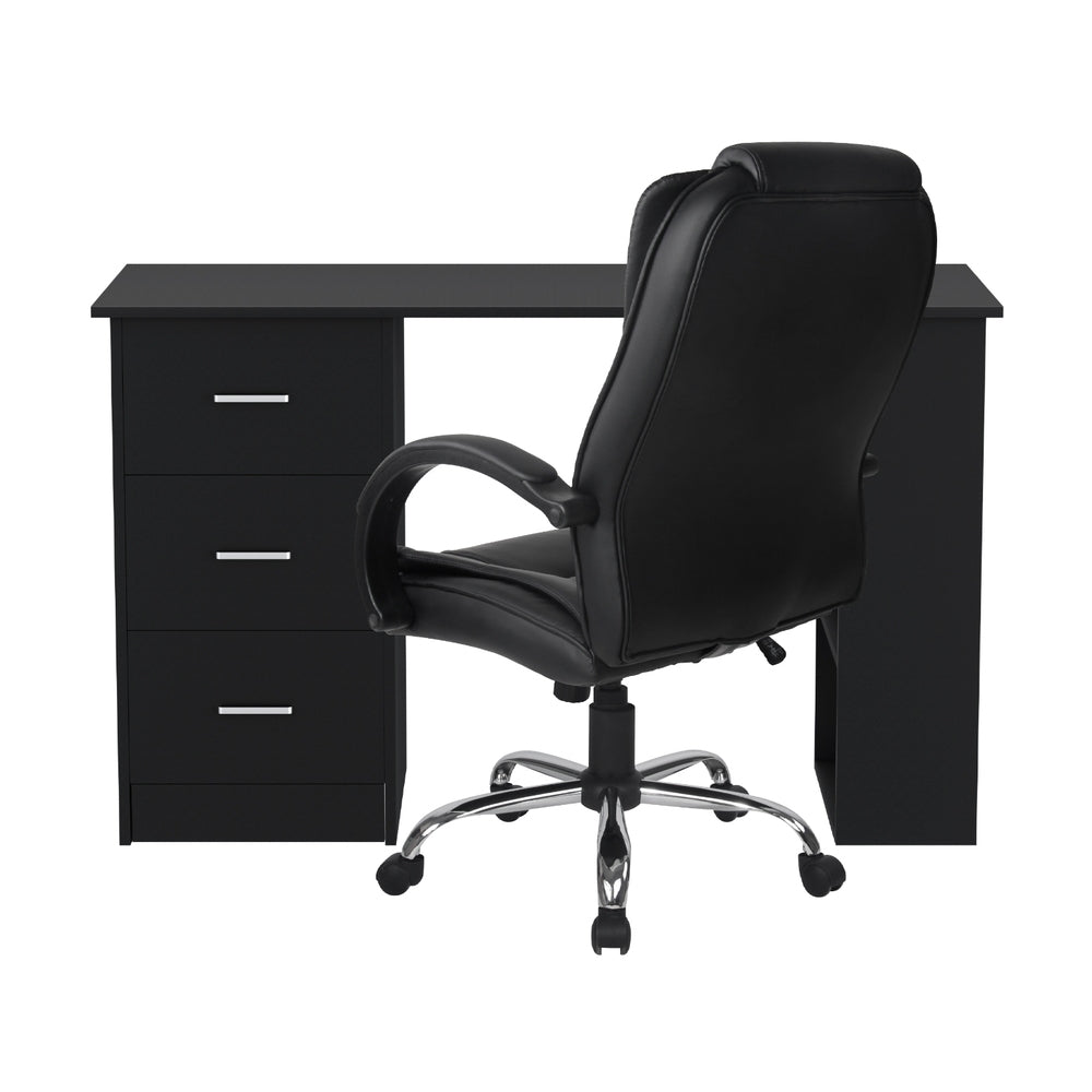 Artiss 120cm Desk & Executive Chair Set – Black PU Leather, High Back