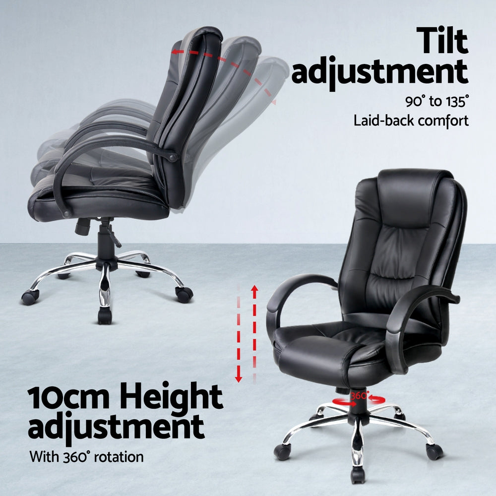 Artiss 120cm Desk & Executive Chair Set – Black PU Leather, High Back