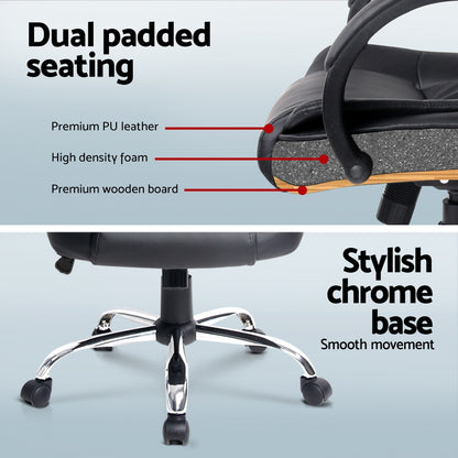 Artiss 120cm Desk & Executive Chair Set – Black PU Leather, High Back