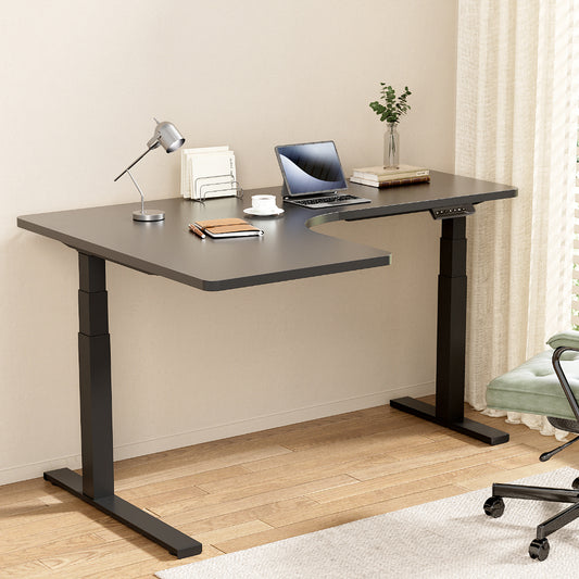 Artiss 160cm L-Shape Motorized Standing Desk - Black