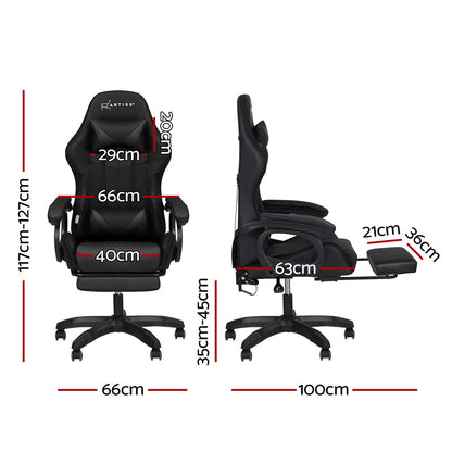 Artiss Gaming Office Chair 12 RGB LED Massage Computer Work Seat Footrest Black