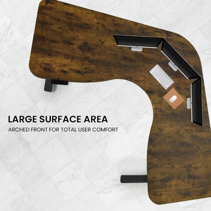 FORTIA 3-Motor Corner Standing Desk – 173x173cm, Walnut/Black