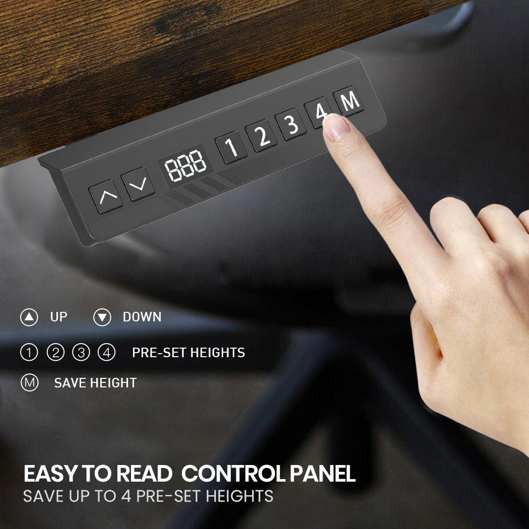 FORTIA 3-Motor Corner Standing Desk – 173x173cm, Walnut/Black