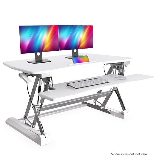FORTIA 90cm Adjustable Desk Riser – Sit to Stand for Dual Monitors