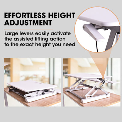 FORTIA 90cm Adjustable Desk Riser – Sit to Stand for Dual Monitors