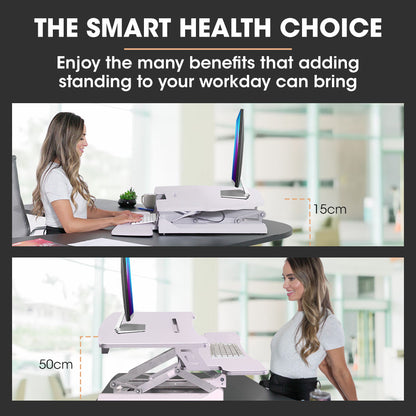 FORTIA 90cm Adjustable Desk Riser – Sit to Stand for Dual Monitors