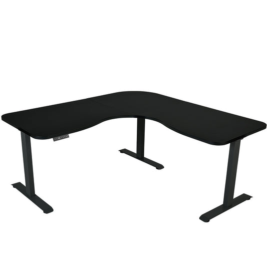FORTIA 173cm Electric Corner Standing Desk – Triple Motor, Black Frame