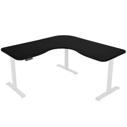 FORTIA 3-Motor Corner Standing Desk – 173cm, Black/White Frame