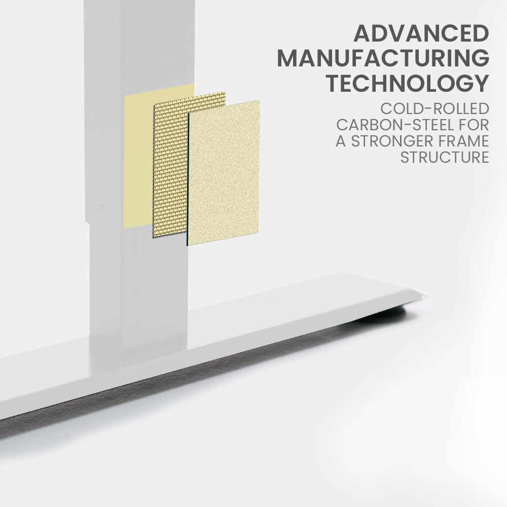 FORTIA 3-Motor Corner Standing Desk – 173cm, Black/White Frame