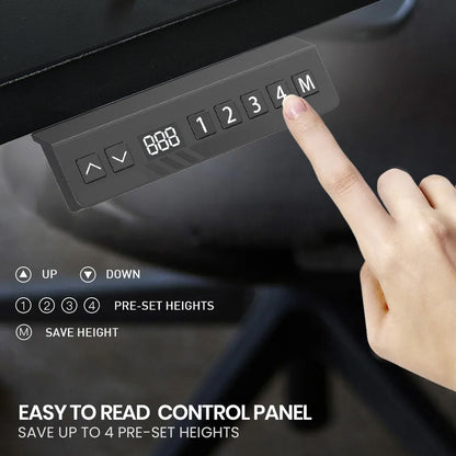 FORTIA 3-Motor Corner Standing Desk – 173cm, Black/White Frame