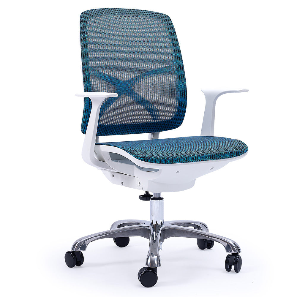 FORTIA Ergonomic Office Chair – Coolmesh Fabric, Adjustable Recline, Blue/White