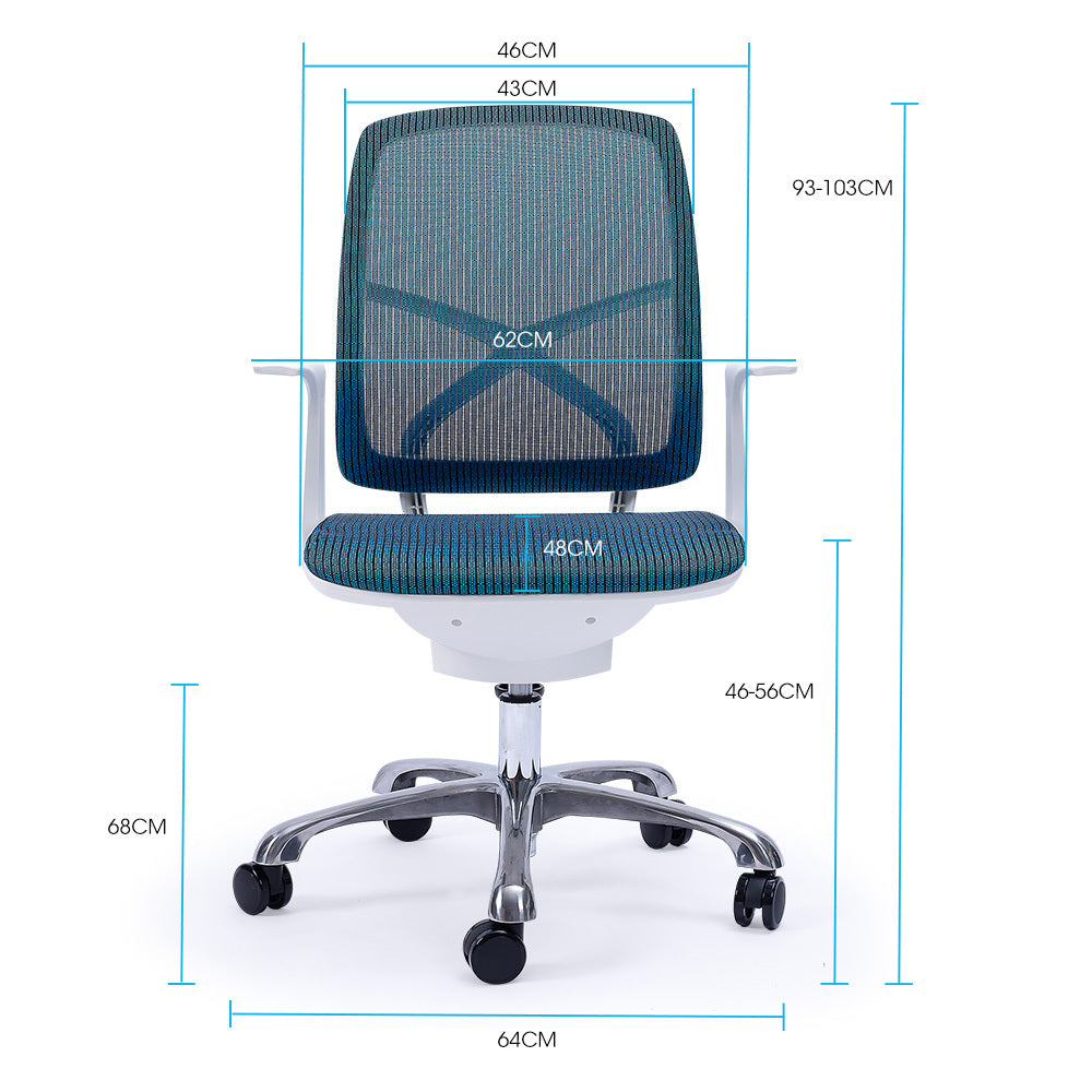 FORTIA Ergonomic Office Chair – Coolmesh Fabric, Adjustable Recline, Blue/White