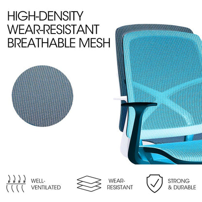 FORTIA Ergonomic Office Chair – Coolmesh Fabric, Adjustable Recline, Blue/White