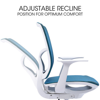 FORTIA Ergonomic Office Chair – Coolmesh Fabric, Adjustable Recline, Blue/White