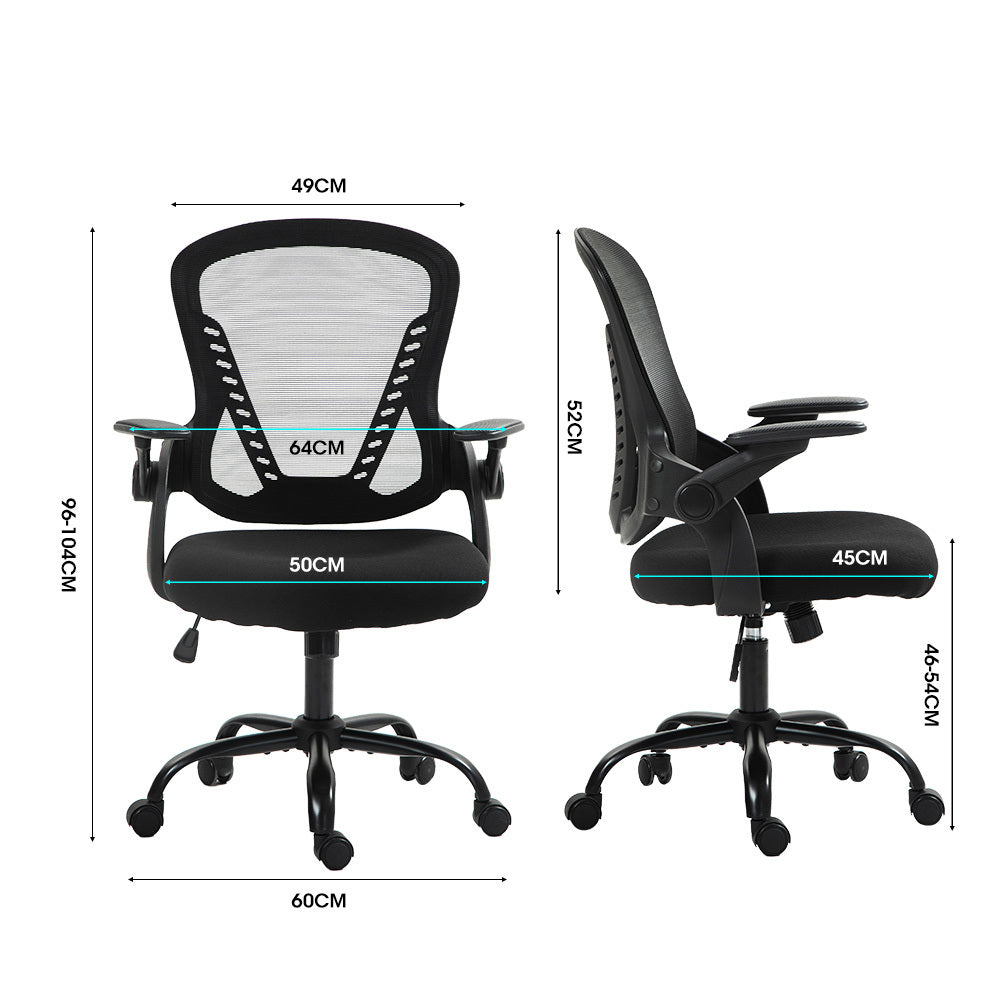 FORTIA Ergonomic Office Chair – Coolmesh Fabric, Adjustable Recline, Black/Black