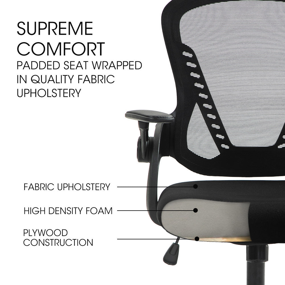 FORTIA Ergonomic Office Chair – Coolmesh Fabric, Adjustable Recline, Black/Black