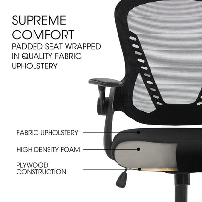FORTIA Ergonomic Office Chair – Coolmesh Fabric, Adjustable Recline, Black/Black