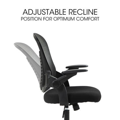 FORTIA Ergonomic Office Chair – Coolmesh Fabric, Adjustable Recline, Black/Black