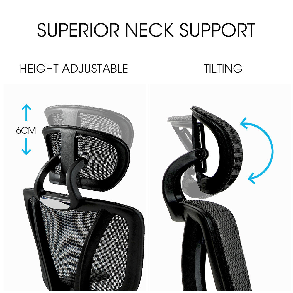 Fortia Ergonomic Desk Chair – Black Mesh, Lumbar Support, Recline & Headrest