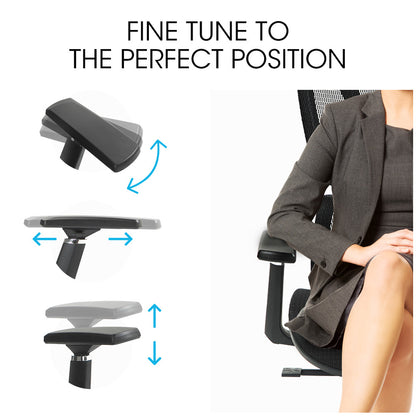 Fortia Ergonomic Desk Chair – Black Mesh, Lumbar Support, Recline & Headrest
