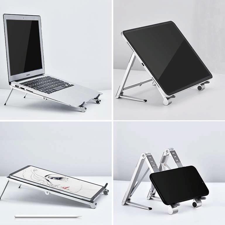 Foldable Metal Laptop Cooling & Ergonomic Stand – Gray