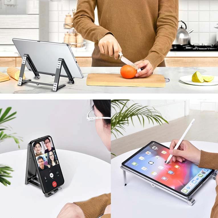 Foldable Metal Laptop Cooling & Ergonomic Stand – Gray