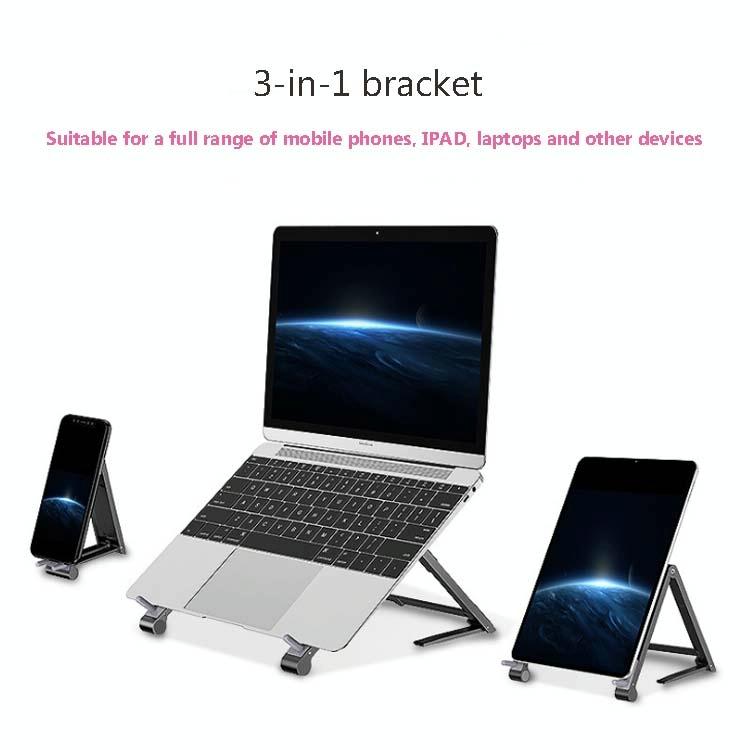Foldable Metal Laptop Cooling & Ergonomic Stand – Gray