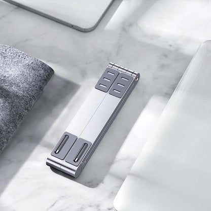 Foldable Metal Laptop Cooling & Ergonomic Stand – Gray