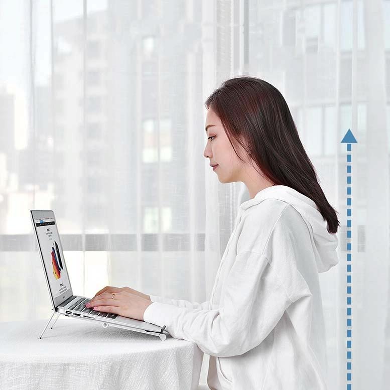 Foldable Metal Laptop Cooling & Ergonomic Stand – Gray