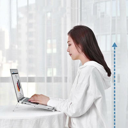 Foldable Metal Laptop Cooling & Ergonomic Stand – Gray