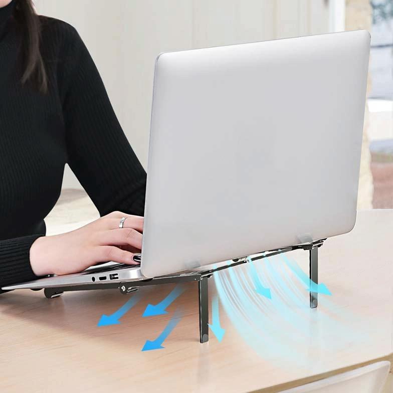 Foldable Metal Laptop Cooling & Ergonomic Stand – Gray
