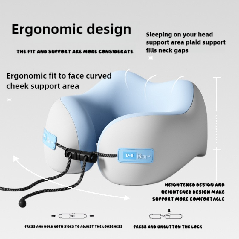 Blue & Grey Memory Foam Neck Support Pillow for Office