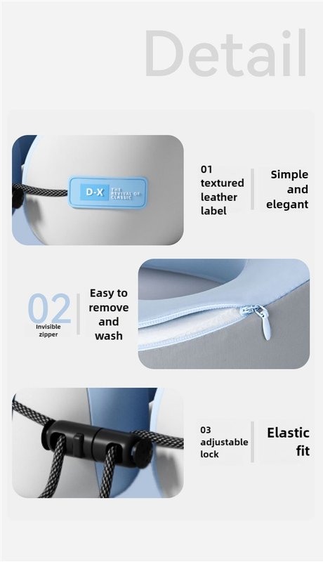 Blue & Grey Memory Foam Neck Support Pillow for Office