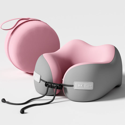 Pink & Grey Office Pillow – Memory Foam U‑Shape with Case