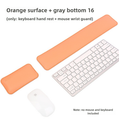 Orange & Grey PU Leather Keyboard & Mouse Wrist Rest Set