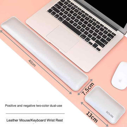 Orange & Grey PU Leather Keyboard & Mouse Wrist Rest Set