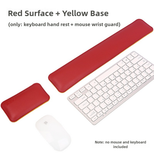 Red & Yellow PU Leather Keyboard & Mouse Wrist Rest Set