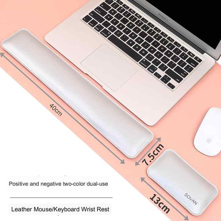 Red & Yellow PU Leather Keyboard & Mouse Wrist Rest Set