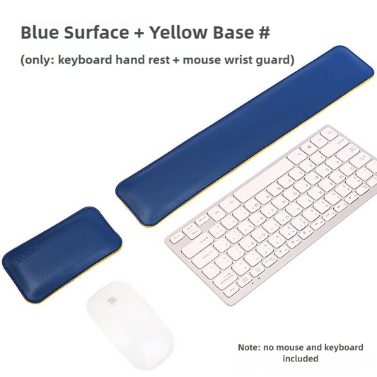 Blue & Yellow PU Leather Keyboard & Mouse Wrist Rest Set